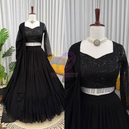 Black Georgette Lehenga Choli Set