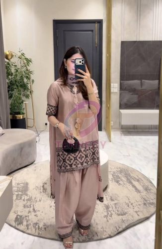 Blush Pink Crepe Silk Farshi Salwar Set