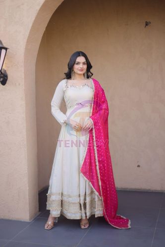 Designer Cosmos Fabric Gown With Dupatta Set