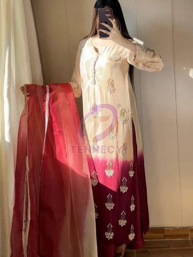 Dual Shade Chinnon Silk Plazzo Set