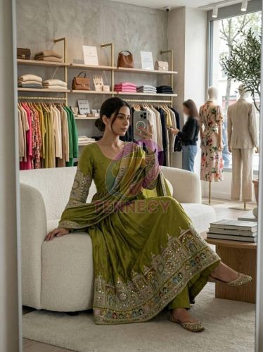 Heavy Embroidery Coding Dori Gown Set