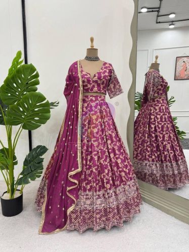 Pink Jacquard Lehenga Choli Set