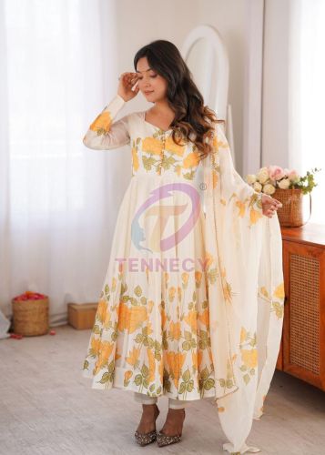 Printed Organza Silk Anarkali Set