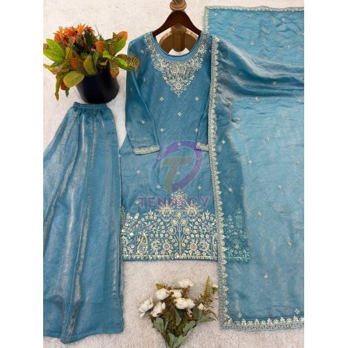 Sky Blue Fendy Silk Palazzo Set
