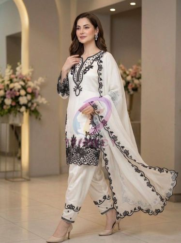 White Embroidered Farshi Suit Salwar Set