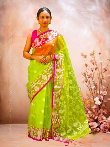 Pure Silk Muslin Handloom Traditional Saree