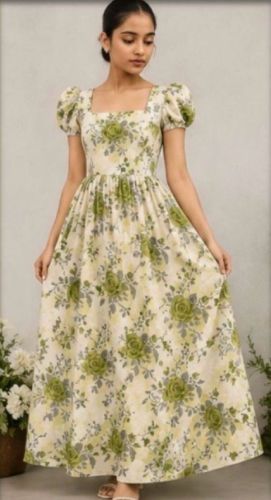 Elegant Square Neck Floral Gown