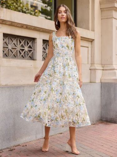 Sage Green Squre Neck Gown