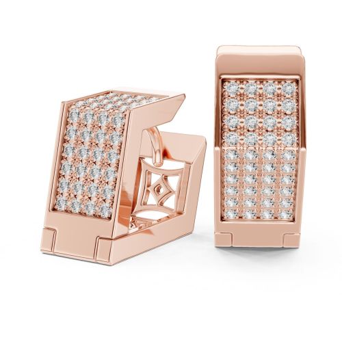 14K Rose Gold Diamond Rectangle Earrings