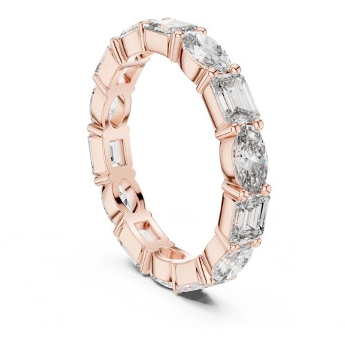 Alternating Emerald Marquise Diamond Ring