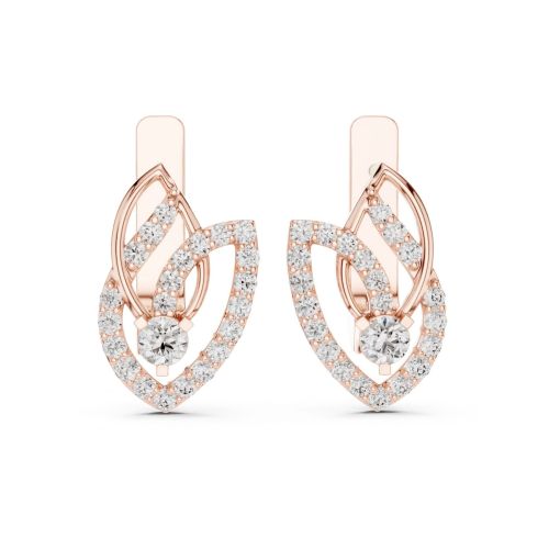 Designer Open Leaf Diamond Earring