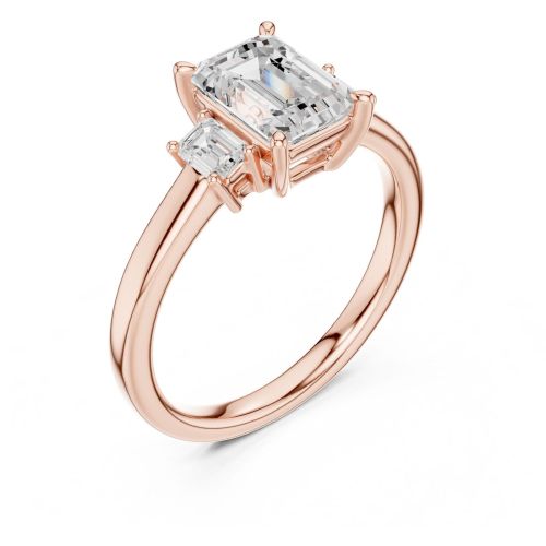 Emerald Cut Three Stone Diamond Ring
