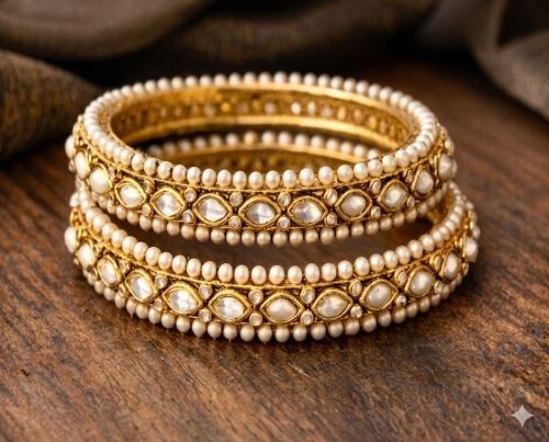 Elegant Kundan Pearl Bangles