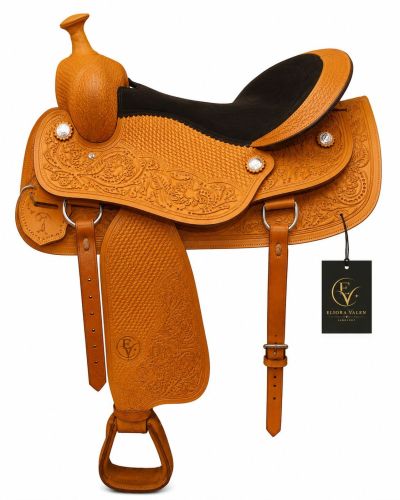 Goldenmesa Floral Yellow Leather Horse Western Saddle