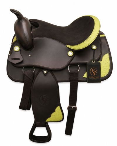 Limecrest Ostrich Premium Synthetic Leather Horse Western Saddle