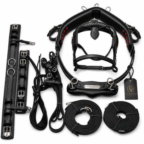 Midnight Regent Black Leather Horse Driving Harness