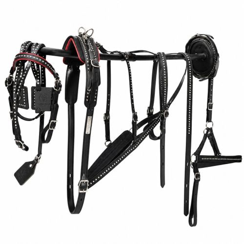 Noir Rivet Premium Black Leather Carriage Harness
