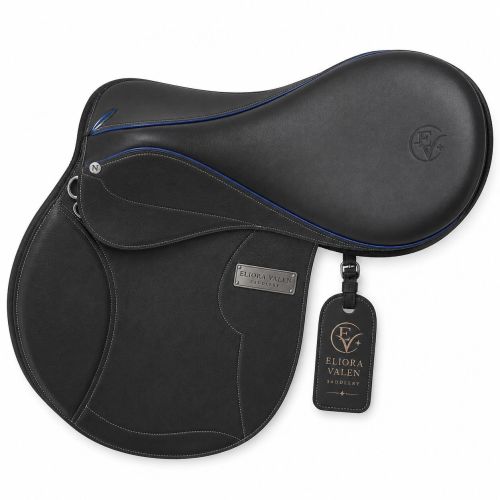 Noirline Azure Elegant Deep Black Leather Horse Riding Saddle