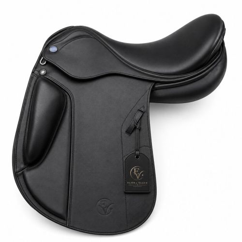 Noirvale Premium Deep Black Leather Horse Dressage Saddle