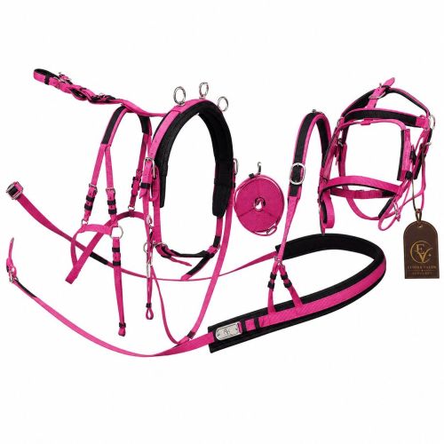 Roselle Bloom Pink and Black Nylon Harness Set