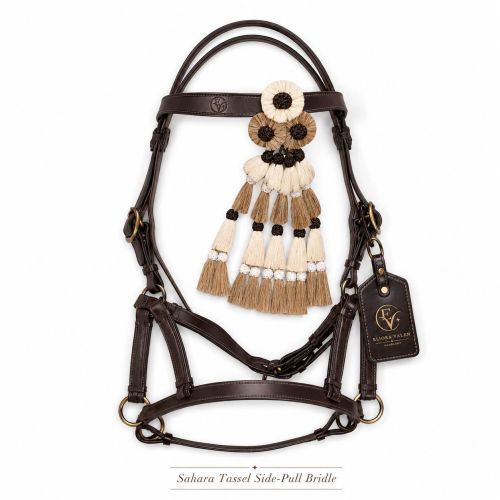 Sahara Tassel Premium Brown Leather Side Pull Horse Bridle