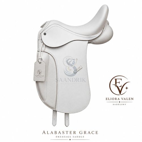Alabaster Grace White Leather Dressage Saddle