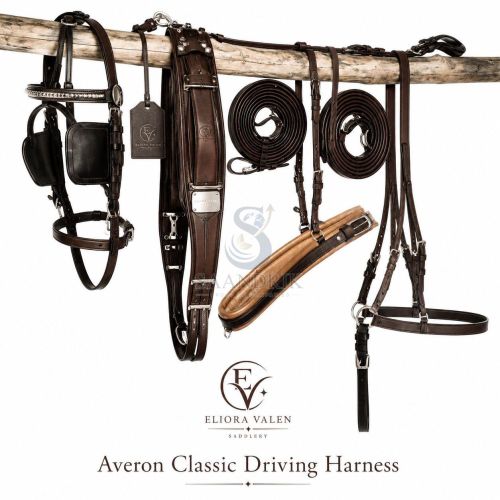 Averon Classic Brown an Black Leather Horse Driving Harness