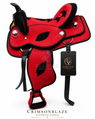 Crimsonblaze Synthetic Red Leather Horse Western Saddle