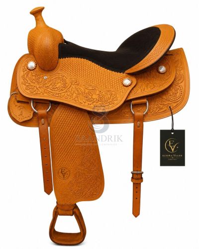 Goldenmesa Floral Yellow Leather Horse Western Saddle