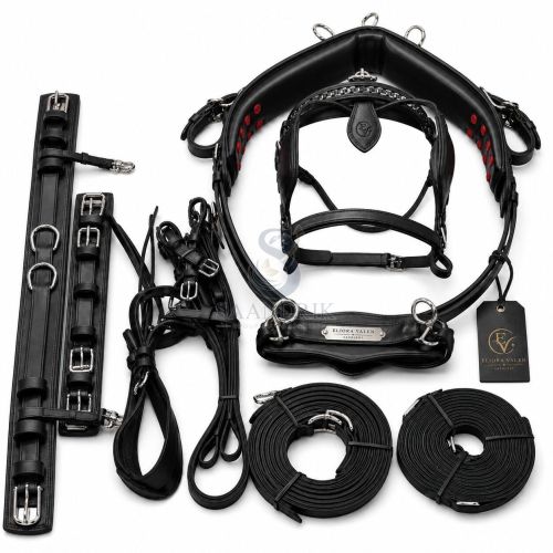 Midnight Regent Black Leather Horse Driving Harness