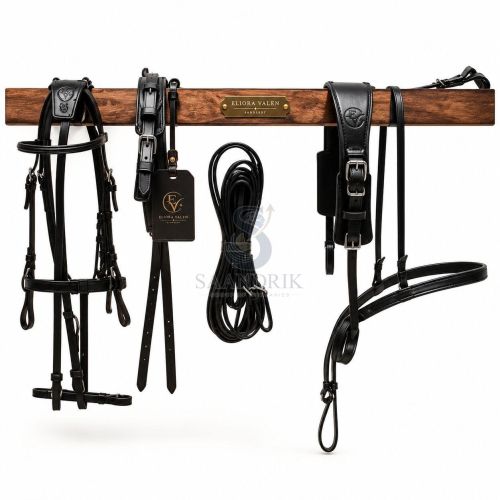 Noir Sterling Premium Black Leather Harness Set