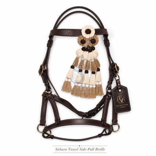 Sahara Tassel Premium Brown Leather Side Pull Horse Bridle