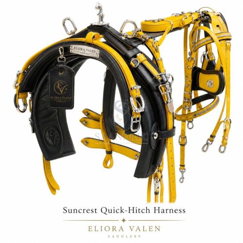 Suncrest Quick Hitch Yellow and Black Leather Harness
