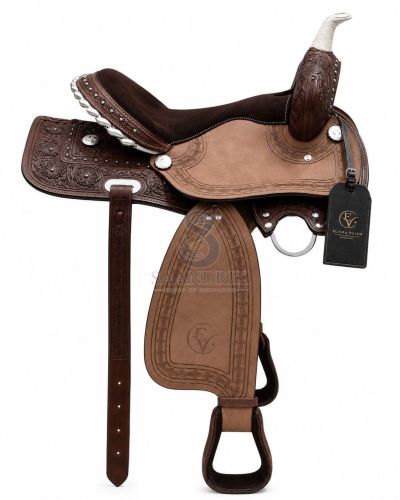 Trailluxe Rawhide Two Tone Brown Leather Horse Western Saddle