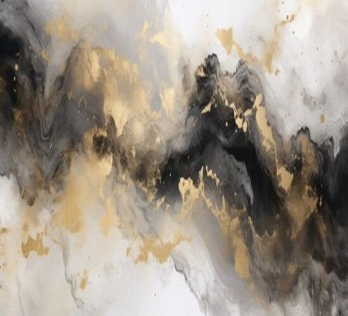 Abstract Gold Black Marble Floor Tile