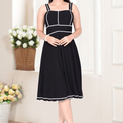Black Flare Midi Dress