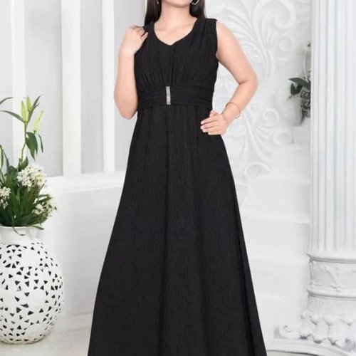Women Black Self Design A Line Maxi Dress