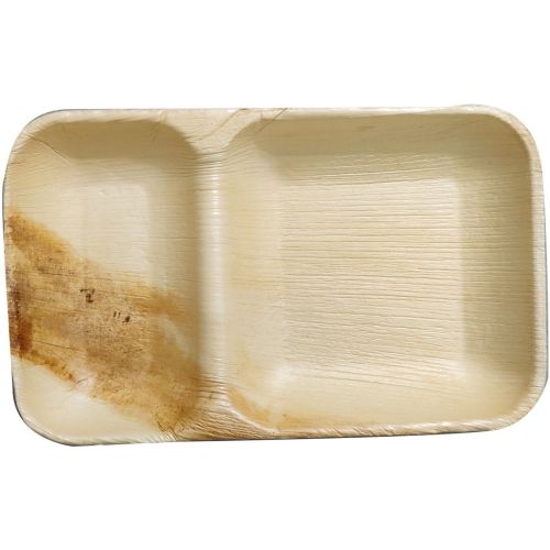 9 X 6 Inch 2 Compartment Areca Plate