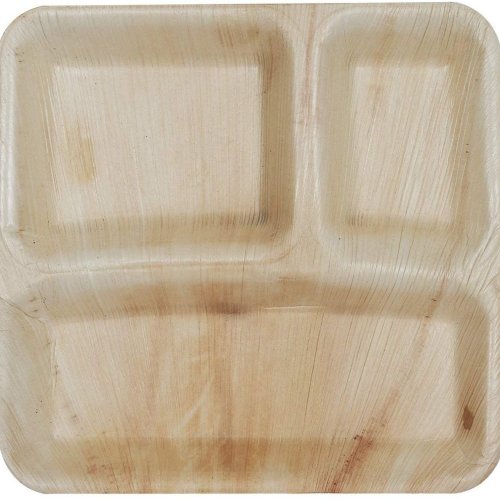 9 X 9 Inch 3 Compartment Areca Plate