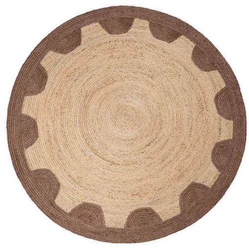 Brown Pattern Round Handmade Jute Rug