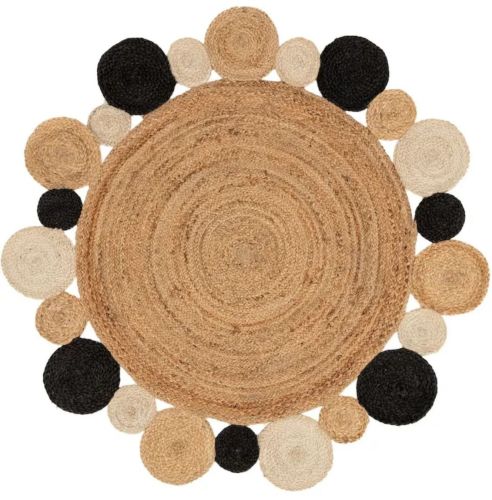 Mixed Circle Border Round Handmade Jute Rug