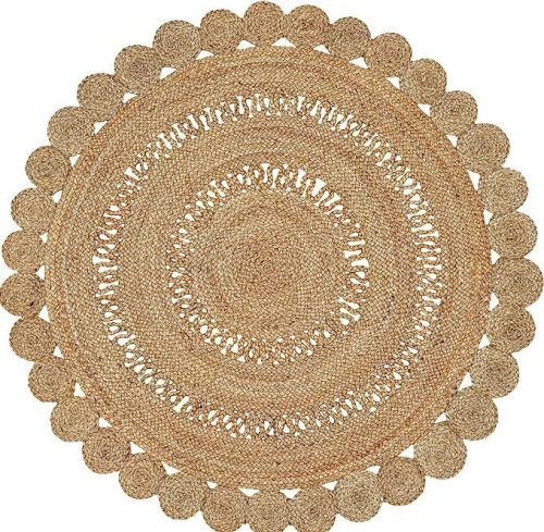 Natural Scalloped Round Handmade Jute Rug