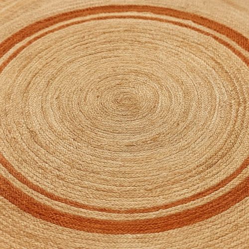 Orange Stripe Round Handmade Jute Rug