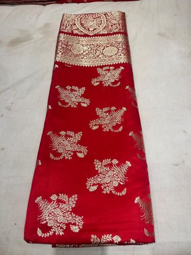 Red Banarasi Silk Saree with Gold Zari Ornate Floral Butta