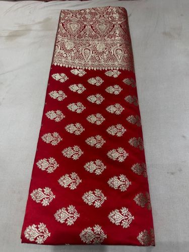 Red Banarasi Silk Saree with Gold Zari Paisley Floral Butta