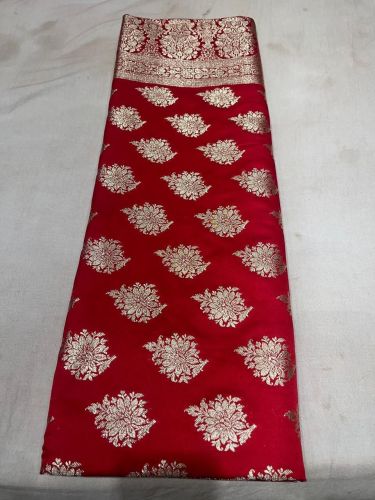 Red Banarasi Silk Saree with Large Gold Zari Floral Butta