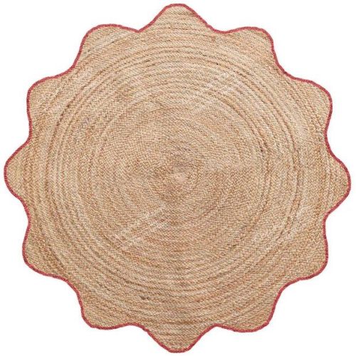 Red Sunburst Edge Handmade Jute Rug