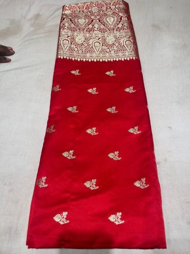 Red Woven Banarasi Silk Saree with Elegant Tiny Motifs
