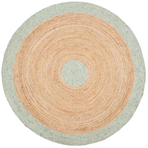 Sage Green and Natural Round Handmade Jute Rug