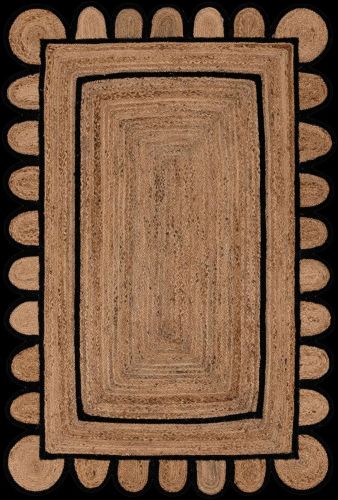 Scalloped Frame Rectangle Handmade Jute Rug
